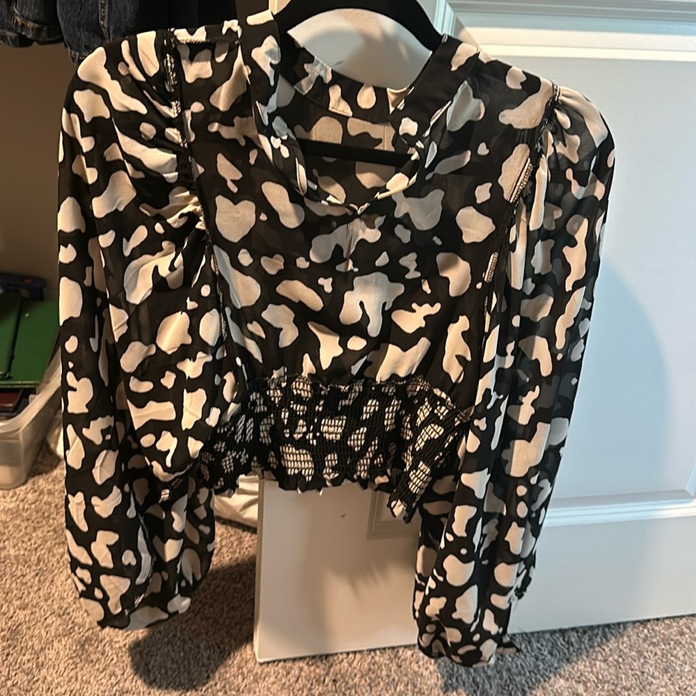 Women black and white blouse size medium